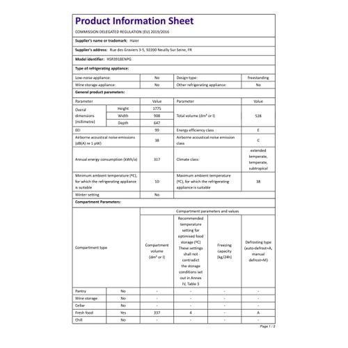 Réfrigérateur Américain 528l froid ventilé - Hsr3918enpg