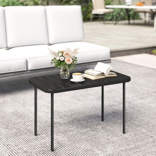 Table Basse De Jardin Rectangulaire Acier Noir 90x50x43cm