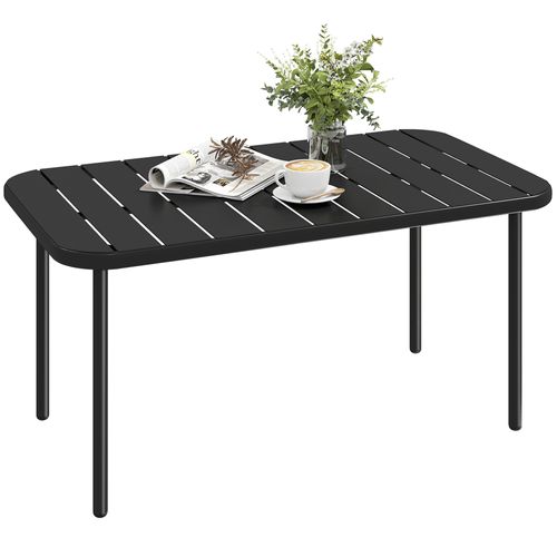 Table Basse De Jardin Rectangulaire Acier Noir 90x50x43cm