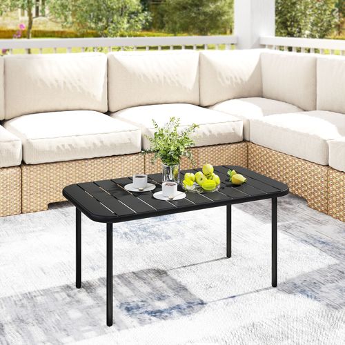 Table Basse De Jardin Rectangulaire Acier Noir 90x50x43cm