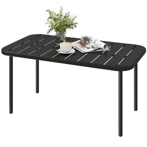 Table Basse De Jardin Rectangulaire Acier Noir 90x50x43cm