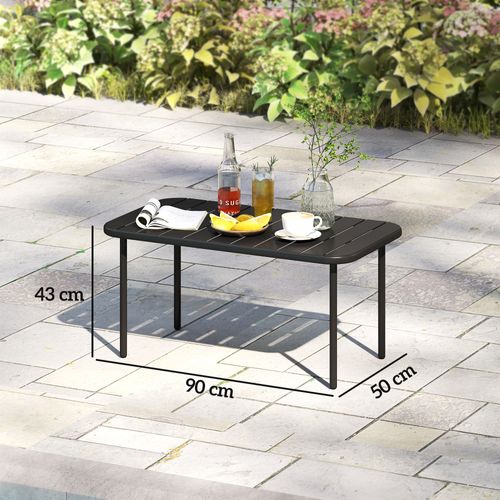 Table Basse De Jardin Rectangulaire Acier Noir 90x50x43cm
