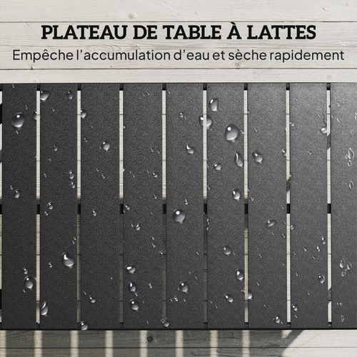 Table Basse De Jardin Rectangulaire Acier Noir 90x50x43cm
