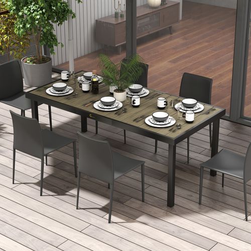 Table De Jardin Rectangulaire, Table à Manger Extérieure Aluminium Marron 190x90x74cm