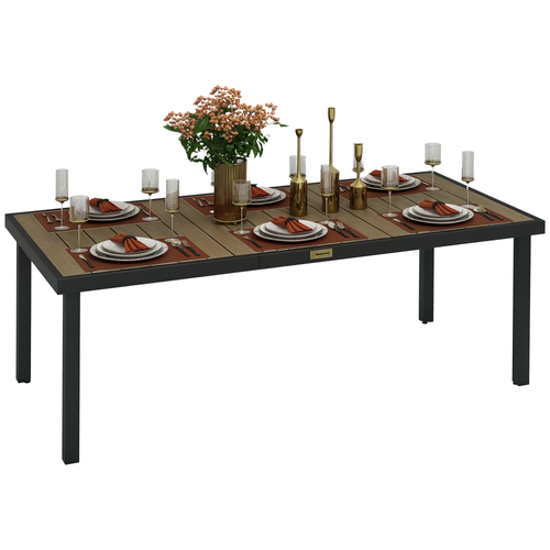 Table De Jardin Rectangulaire, Table à Manger Extérieure Aluminium Marron 190x90x74cm
