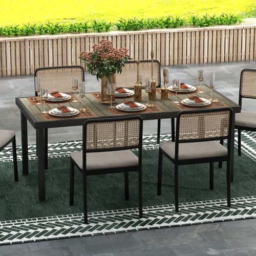 Table De Jardin Rectangulaire, Table à Manger Extérieure Aluminium Marron 190x90x74cm