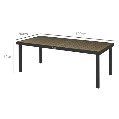 Table De Jardin Rectangulaire, Table à Manger Extérieure Aluminium Marron 190x90x74cm