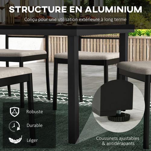 Table De Jardin Rectangulaire, Table à Manger Extérieure Aluminium Marron 190x90x74cm