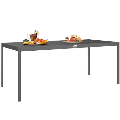 Table De Jardin Rectangulaire, Table à Manger Extérieure Acier Gris Foncé 186x90x74cm