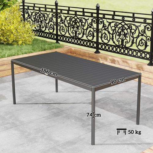 Table De Jardin Rectangulaire, Table à Manger Extérieure Acier Gris Foncé 186x90x74cm