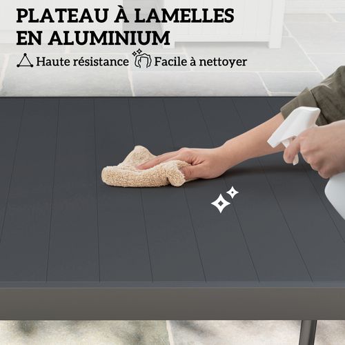 Table De Jardin Rectangulaire, Table à Manger Extérieure Acier Gris Foncé 186x90x74cm