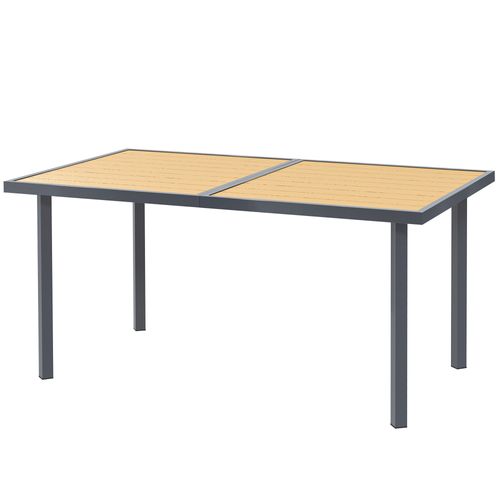Table De Jardin, Table à Manger Extérieure Acier Couleur Bois Naturel 150x90x72cm