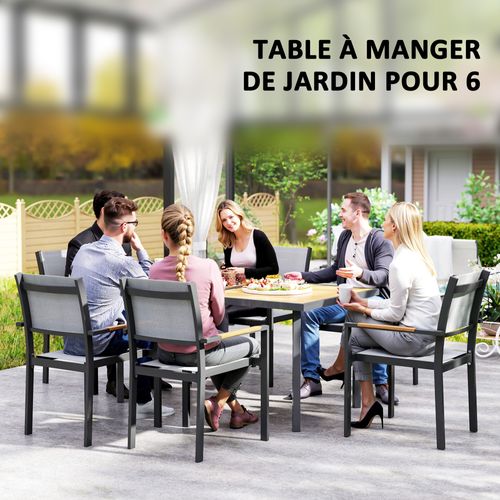 Table De Jardin, Table à Manger Extérieure Acier Couleur Bois Naturel 150x90x72cm