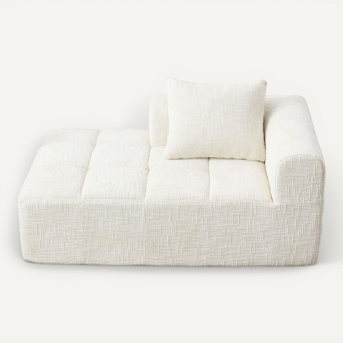 Méridienne 1 Places en Chenille - Beige - Avec Poche De Rangement Latérale