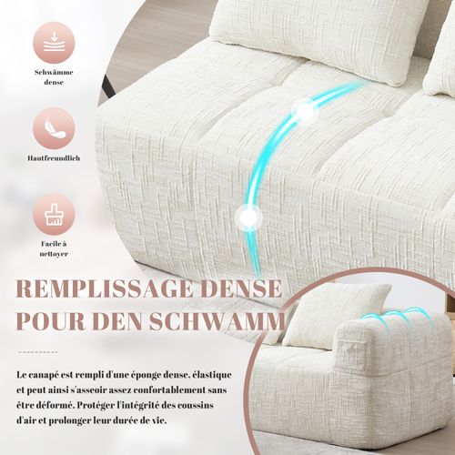 Méridienne D'angle 2 Places En Chenille - Module D'angle - Avec Poche De Rangement Latérale - Beige