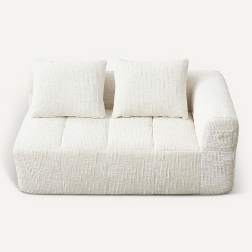 Méridienne D'angle 2 Places En Chenille - Module D'angle - Avec Poche De Rangement Latérale - Beige