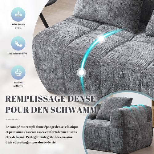 Méridienne 2 Places En Chenille - Avec Poche De Rangement Latérale - Gris