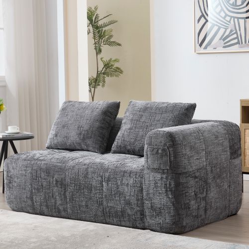 Méridienne 2 Places En Chenille - Avec Poche De Rangement Latérale - Gris