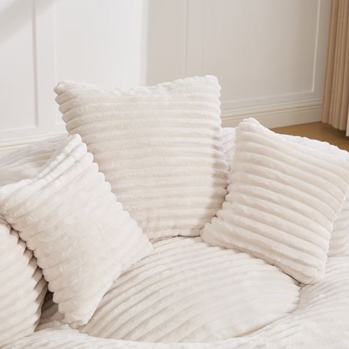 Fauteuil Poire Velours Côtelé Grand Modèle Ultra Moelleux 3 Coussins Inclus Soufflé