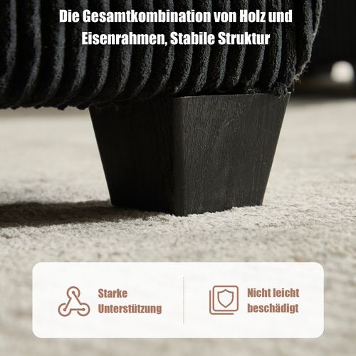 Canapé D'angle Modulable 6 Places En Velours Noir - Modulable à Volonté