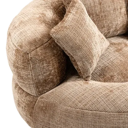 Fauteuil Pouf Kaki Grand Modèle à Haut Dossier, Ultra Moelleux, 3 Coussins Inclus