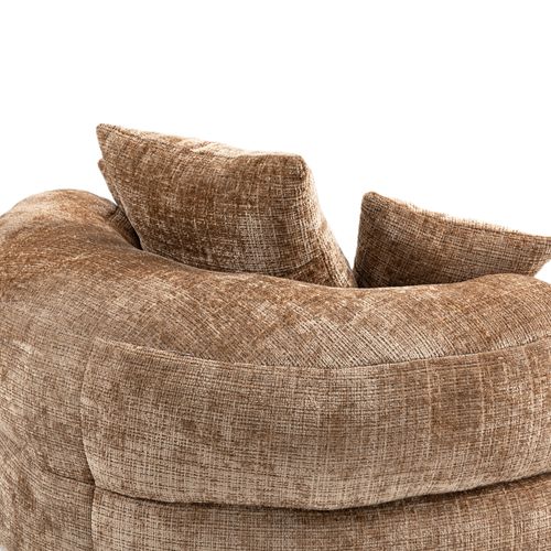 Fauteuil Pouf Kaki Grand Modèle à Haut Dossier, Ultra Moelleux, 3 Coussins Inclus