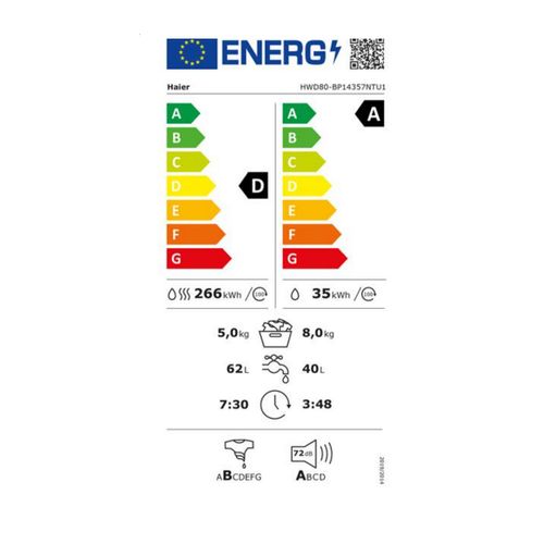 Lave-linge Séchant Frontal 8/5 Kg 1400 Tours/min Hwd8bp14357ntufr