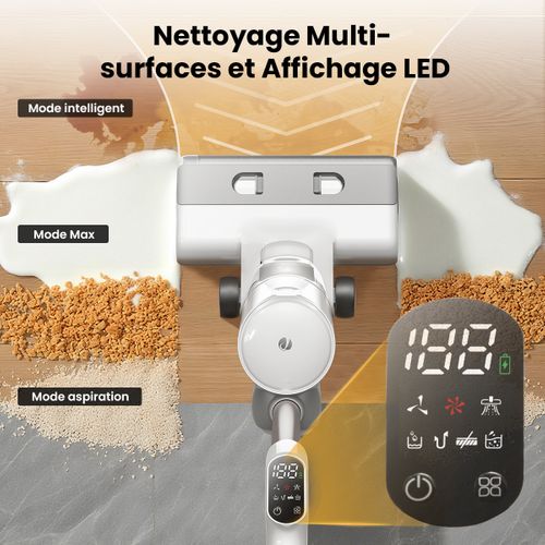 FO10 ULTRA Aspirateur Balai Laveur sans Fil Sec/Humide, Aspiration/Lavage 3 en 1, Autonomie 60min