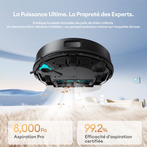 Aspirateur Robot TP20 pro - Robot Aspirateur Laveur 2025 - Navigation Lidar - noir - 8000pa/200min