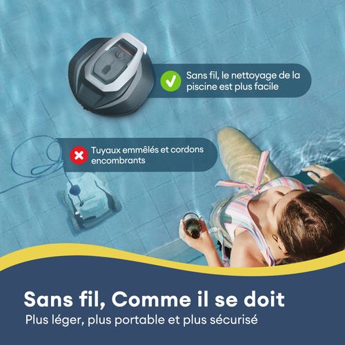 Robot De Piscine Sans Fil - Jusqu'à 80m2 - Autonomie De 90min