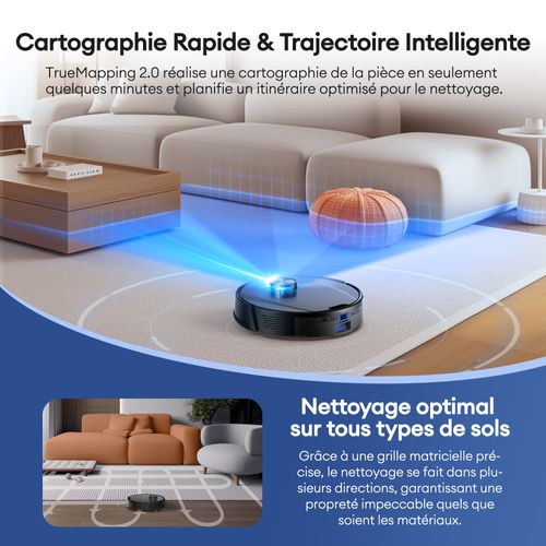 Aspirateur Robot Laveur, ultenic TL20 PRO 8000Pa/200min,Navigation LDS, Station Auto-Vidage