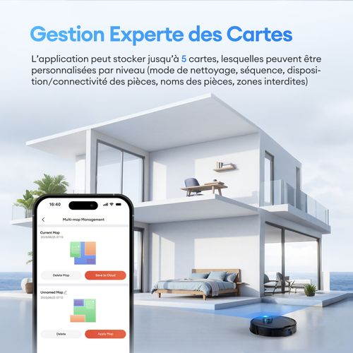 Aspirateur Robot Laveur, ultenic TL20 PRO 8000Pa/200min,Navigation LDS, Station Auto-Vidage