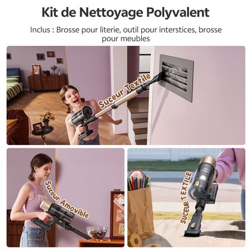 Aspirateur Balai Sans Fil - 150aw/580w - 70min/70kpa - UU15 - Technologie Greeneye™