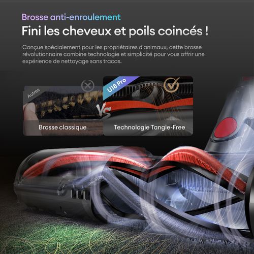 Aspirateur Balai UU18 PowerPro - 70kpa/ 150aw /80min - Batterie amovible- Tube pliable