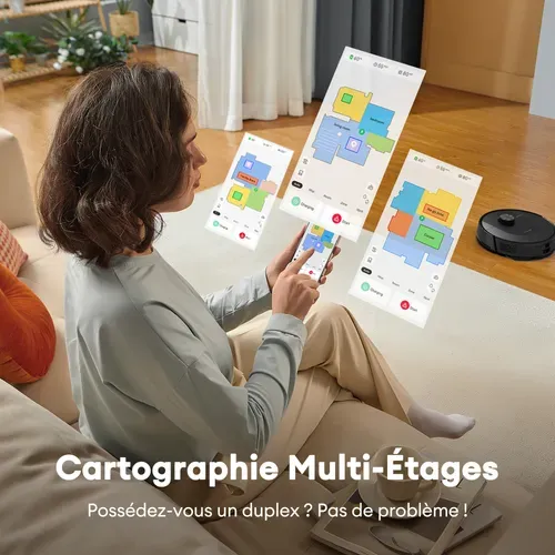 DL10 Robot Aspirateur Laveur – 6000 Pa, Navigation LiDAR, 200Min, Spécial Poils & Moquettes