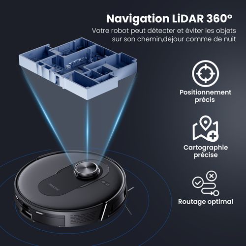 Aspirateur Robot Laveur Q8 Max+ - 3 en 1 - 8000pa - Station Auto-Vidage - Navigation LDS