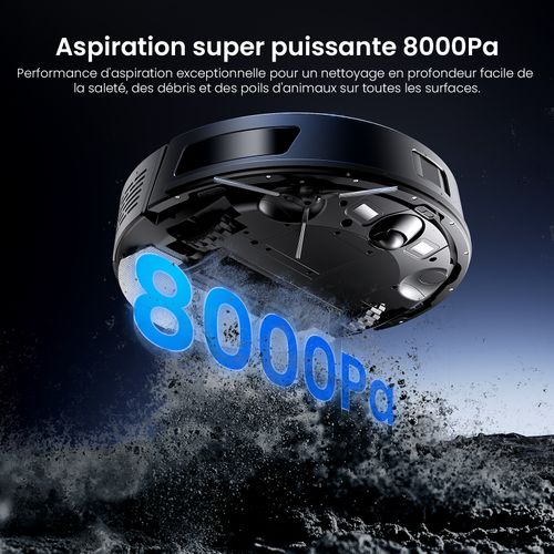Aspirateur Robot Laveur Q8 Max+ - 3 en 1 - 8000pa - Station Auto-Vidage - Navigation LDS
