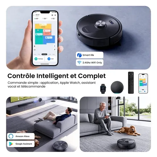 Aspirateur Robot Laveur 10000pa QO10, Robot Aspirateur 3 en 1, 200 Min D'autonomie