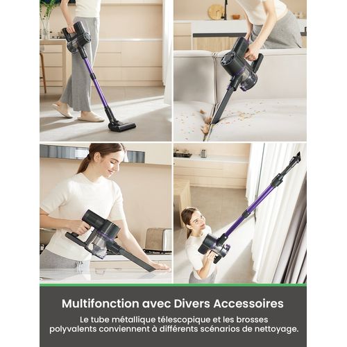 V8 pro Aspirateur Balai Sans Fil ,30kpa Aspirateur Sans Fil Puissant,45 Min Durée, avec Écran