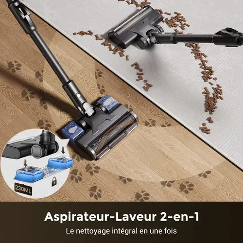 Aspirateur Balai Sans Fil Po20, Sec/humide Onepass, 70min/80kpa, Tube Pliable, Aspiration Et Lavage