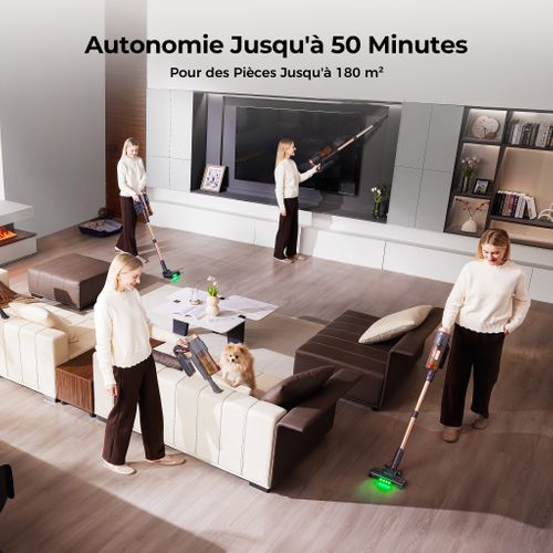 Aspirateur Balai Sans Fil P11 Ultra, 50kpa, Léger, Tube Télescopique, Autonomie 50 Min