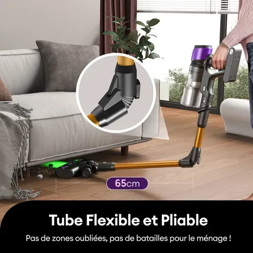 Aspirateur Balai Sans Fil Zynet S9 - 45kPa/500W - Autonomie 45min - Tube Pliable - Pour Poils D'animaux