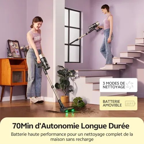Aspirateur Balai Sans Fil -150aw/580w-70min/75kpa- UU15-Technologie Greeneye™