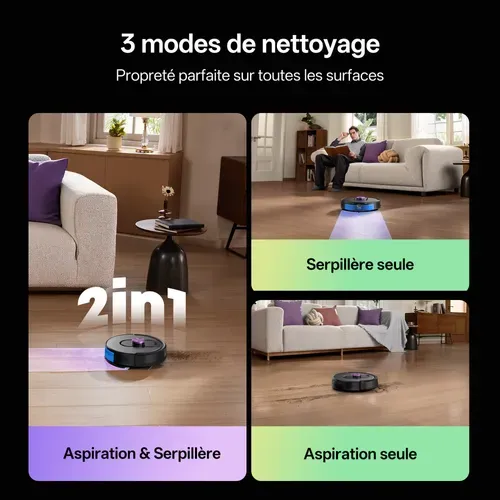 Cleanova W15-aspirateur Robot Laveur 12000pa-200min Autonomie-bac 4l-navigation Lds-apple Watch,etc
