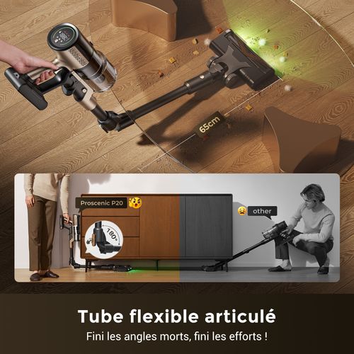 Aspirateur Balai Sans Fil - P020 Onepass - 70 Min/80kpa/680w - Tube Pliable - Avec Réservoir D'eau
