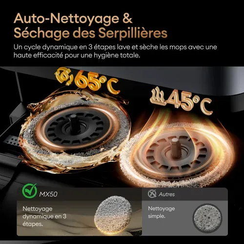 Aspirateur Robot M50-25 000 Pa/200 min- Navigation LiDAR- Station multifonction tout-en-un