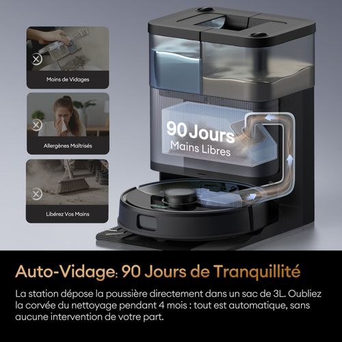 Aspirateur Robot M50-25 000 Pa/200 min- Navigation LiDAR- Station multifonction tout-en-un