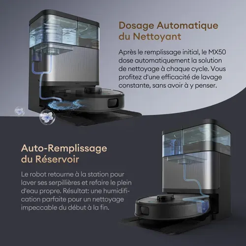 Aspirateur Robot M50-25 000 Pa/200 min- Navigation LiDAR- Station multifonction tout-en-un