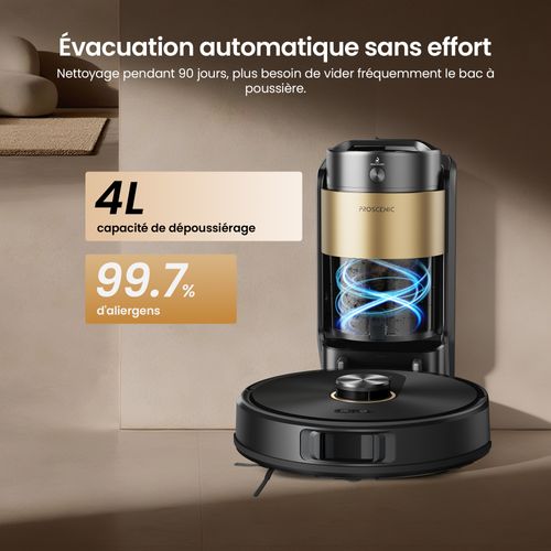 Qo20 Plus Robot Aspirateur Laveur 12,000pa Avec Station Sans Sac Vidage Automatique, 200min, 4l