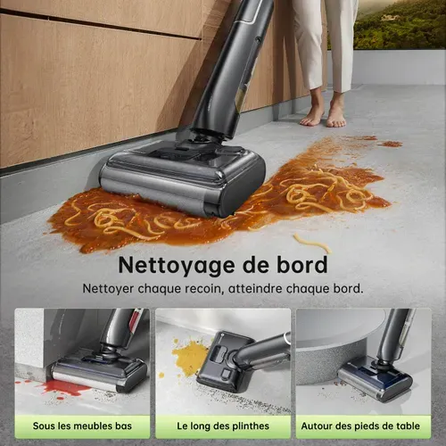 X7 - aspirateur Balai Laveur 70kpa/580w Aspirateur Balai Sans Fil - 65min Autonomie - Écran LED